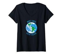 Donna Rendi la Terra di Nuovo Grande Pianeta Terra Globo della Terra Design per la Giornata della Terra Maglietta con Collo a V