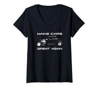 Donna Rendi le auto di nuovo fantastiche! Design classico di Muscle Car Hotrod Maglietta con Collo a V