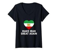 Donna Rendi l'Iran di nuovo grande Leone persiano e Sun Shiro Khorshid Maglietta con Collo a V