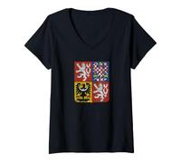 Donna Repubblica Ceca Cappotto Bandiera della Ceca Bohemia Praga Maglietta con Collo a V