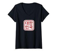 Donna Repubblica di Corea Cool Korean Hangul Word Maglietta con Collo a V