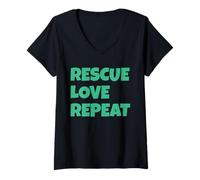 Donna Rescue Love Repeat Maglietta con Collo a V