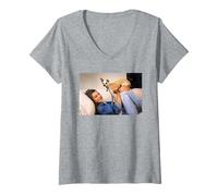 Donna Resident Evil Milla Jovovich Quinto Elemento Michael Grecco Maglietta con Collo a V