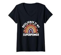 Donna Resilience Is My Superpower Paraprofessionale Maglietta con Collo a V