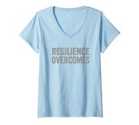 Donna Resilience Overcomes - Citazione motivazionale, retrò. Maglietta con Collo a V