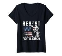 Donna Resist Bernie Sanders combatte la protesta Contro la libertà oligarchia Maglietta con Collo a V