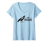 Donna Resist Fascism Sign F Caw F Oligarchy No Kings PRO Democracy Maglietta con Collo a V