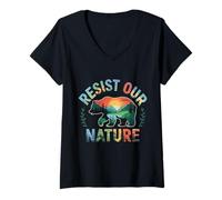 Donna Resist Our Nature Bear Old US National Parks Maglietta con Collo a V