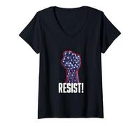 Donna Resist Pugno sollevato Maglietta con Collo a V