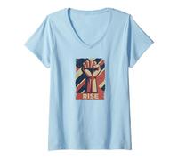 Donna Resist Star Revolution Rebellion Retro Black Maglietta con Collo a V