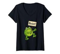 Donna Resistance Frog, PRO Immigrazione, Abolish Ice Maglietta con Collo a V