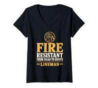 Donna Resistente al Fuoco dalla Testa agli Stivali Lineman Arc Flash Lineman Maglietta con Collo a V