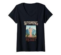 Donna Resisti alla protesta Politica del Wyoming Maglietta con Collo a V