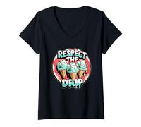 Donna Respect The Drip - Baseball Ice Cream Youth Tee Maglietta con Collo a V