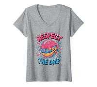 Donna Respect The Drip T-Shirt - Pallacanestro Ice Cream Drip Maglietta con Collo a V