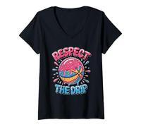 Donna Respect The Drip T-Shirt - Pallacanestro Ice Cream Drip Maglietta con Collo a V