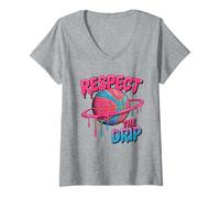 Donna Respect The Drip T-Shirt - Pallacanestro Ice Cream Drip Maglietta con Collo a V