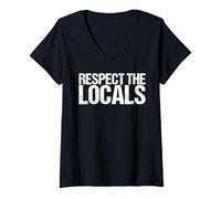 Donna Respect The Locals Shirt Shark Maglietta con Collo a V