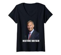 Donna Restore Britain - Rupert Lowe UK Patriot Conservative Maglietta con Collo a V