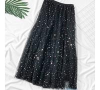Donna Rete Allegra Stella Luna Paillette Glitter Pieghe Elastico Vita Da Daily