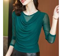 Donna Rete Camicia Trasparente Sottile Top Slim Fit Tee Latino Danza Al Sedere