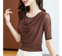 Donna Rete Camicia Trasparente Sottile Top Slim Fit Tee Latino Danza Al Sedere