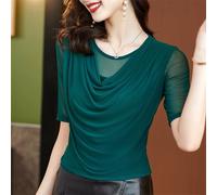 Donna Rete Camicia Trasparente Sottile Top Slim Fit Tee Latino Danza Al Sedere