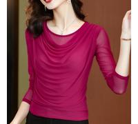 Donna Rete Camicia Trasparente Sottile Top Slim Fit Tee Latino Danza Al Sedere