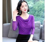 Donna Rete Camicia Trasparente Sottile Top Slim Fit Tee Latino Danza Al Sedere