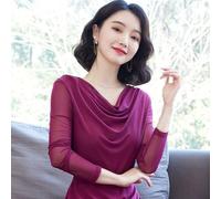 Donna Rete Camicie Trasparente Sottile Top Slim Tee Latino Danza Al Sedere Basic