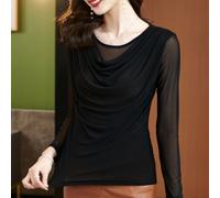 Donna Rete Camicie Trasparente Sottile Top Slim Tee Latino Danza Al Sedere Basic