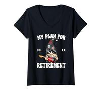 Donna Retired Dad GNOME for Rockstar My Retirement Plan Guitar Maglietta con Collo a V