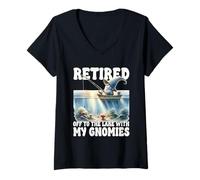 Donna Retired Fishing Dad Gnome Graphic For Men Funny Retirement Maglietta con Collo a V