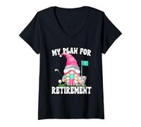Donna Retired Golf Mom GNOME for Women My Retirement Plan Golf Maglietta con Collo a V
