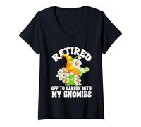 Donna Retired Grandma GNOME Saying for Women Margarita Retirement Maglietta con Collo a V