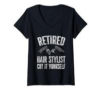 Donna Retired Hair Stylist Cut It Yourself Parrucchiere - Maglietta con Collo a V
