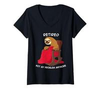 Donna Retired Retirement Funny Sloth Graphic Men Women Maglietta con Collo a V