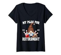 Donna Retirement Bowling GNOME Dad for Men Retired Grandpa Life Maglietta con Collo a V