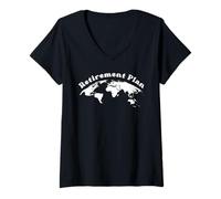 Donna Retirement Plan Retire and Travel Retired tourist Maglietta con Collo a V
