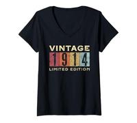 Donna Retro 111 Anni Vintage 1914 Edizione Limitata Compleanno Maglietta con Collo a V