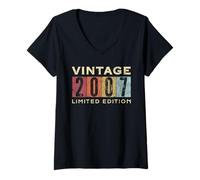 Donna Retro 18 Anni Vintage 2007 Edizione Limitata Compleanno Maglietta con Collo a V
