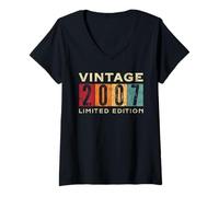 Donna Retro 19 Anni Vintage 2007 Edizione Limitata Compleanno Maglietta con Collo a V