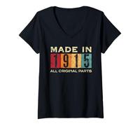 Donna Retro 1915 Tutte le parti originali Vintage Made in 1915 Uomo Donna Maglietta con Collo a V