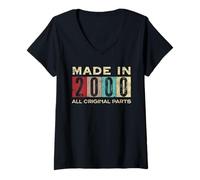 Donna Retro 2000 Tutte le parti originali Vintage Made in 2000 Uomo Donna Maglietta con Collo a V