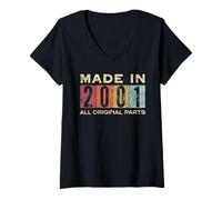 Donna Retro 2001 Tutte le parti originali Vintage Made in 2001 Uomo Donna Maglietta con Collo a V