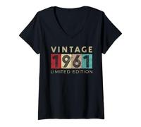 Donna Retro 64 Anni Vintage 1961 Edizione Limitata Compleanno Maglietta con Collo a V