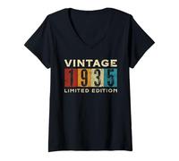 Donna Retro 90 Anni Vintage 1935 Edizione Limitata Compleanno Maglietta con Collo a V