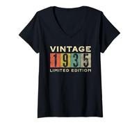 Donna Retro 90 Anni Vintage 1935 Edizione Limitata Compleanno Maglietta con Collo a V