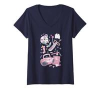 Donna Retro 90's Girly Things CDs Collage Y2K Cute Collection Maglietta con Collo a V