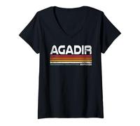 Donna Retro Agadir Souvenir Vintage Agadir Marocco Maglietta con Collo a V